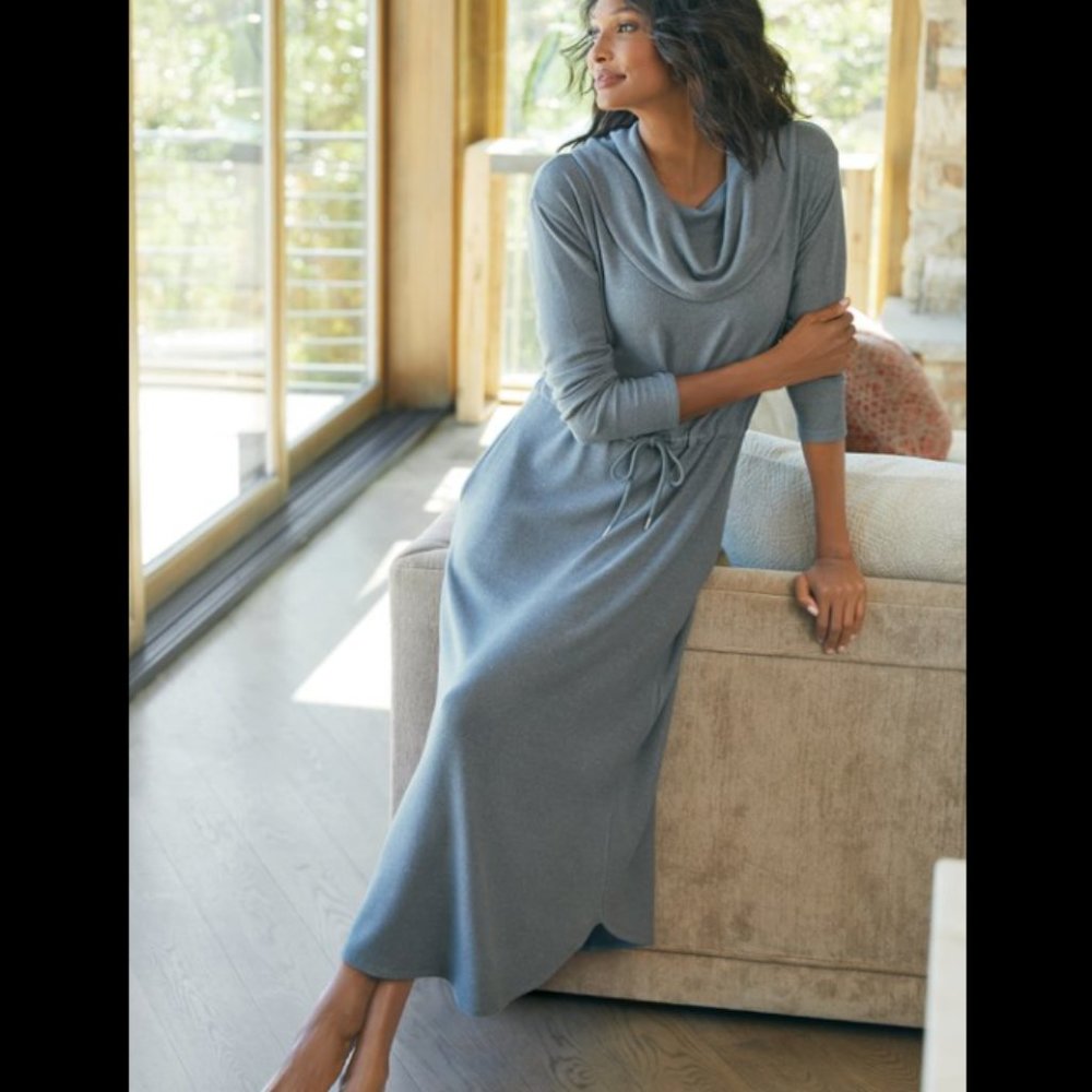 Soft Surroundings || By the Fire Lounger Gray Cowl Neck Dress Size L